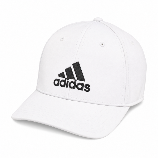 White adidas adjustable golf cap with black logo
