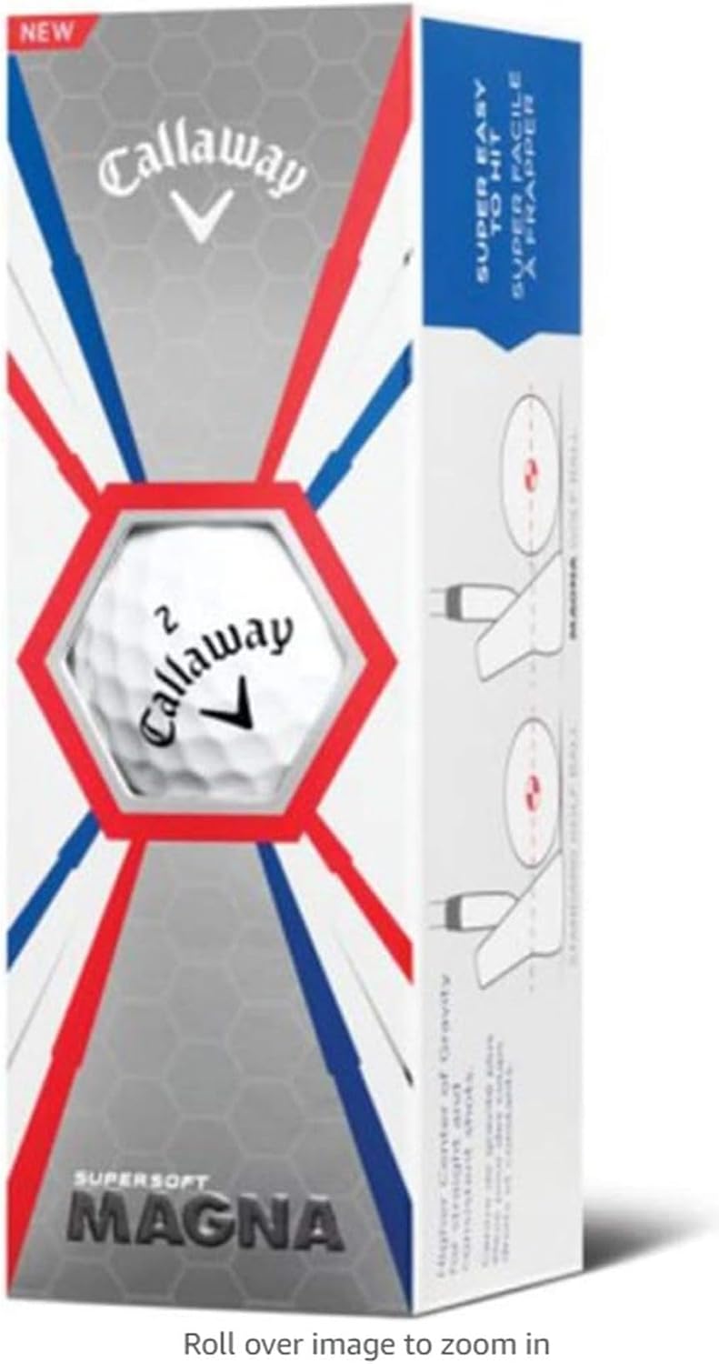 Callaway Supersoft Magna white golf balls in a 3-ball sleeve