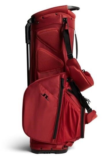 J.Lindeberg JL Flare golf bag in Bossa Nova red, side view