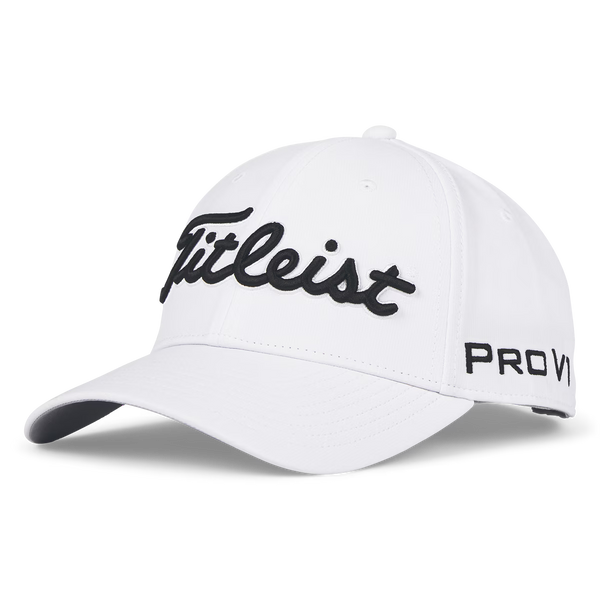 Titleist Tour Performance golf cap in white and black, front view