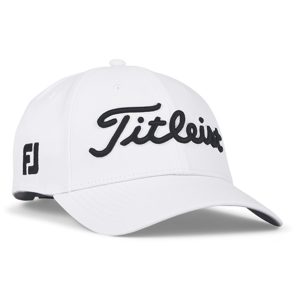 Titleist Tour Performance golf cap in white and black, side view